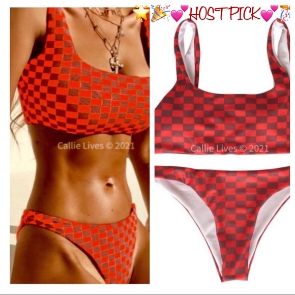 🎉HP NWT Sexy & Sporty Checkered Scoop 2Pc Bikini Set - Picture 3 of 13